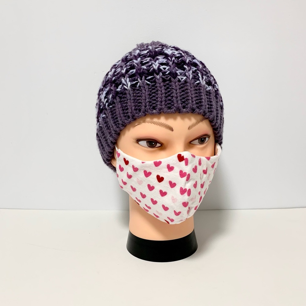 Washable & Reusable Hearts Print Cotton Face Mask - Picture 3 of 5